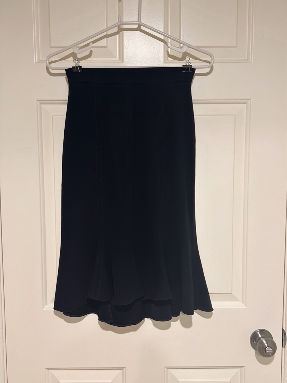 Prada Black A-Line Flared Midi Skirt
